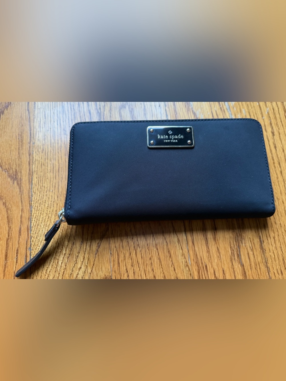 Kate Spade New York Black Nylon Zip Around Wallet 7.5”x 4”